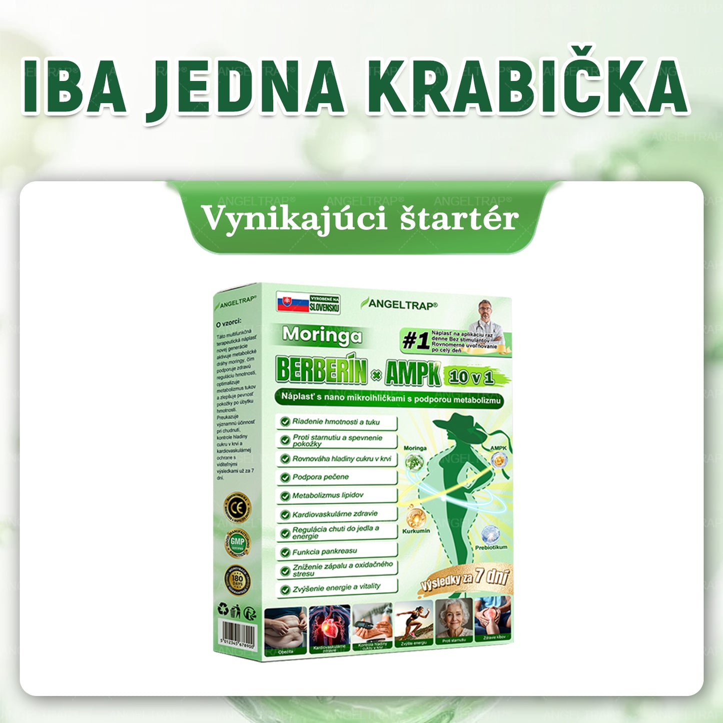 🌾ANGELTRAP® 𝗠𝗼𝗿𝗶𝗻𝗴𝗮×𝗕𝗲𝗿𝗯𝗲𝗿𝗶𝗻𝗲×𝗔𝗠𝗣𝗞 10-v-1 Metabolický Výživový Nano Mikroihličkový Náplasť 🇸🇰 (Na použitie iba raz denne, viditeľné zmeny už po 7 dňoch) ✅ Podporuje chudnutie, metabolické zdravie, spánkovú apnoe, problémy s kĺbmi a mnoho ďalších výhod