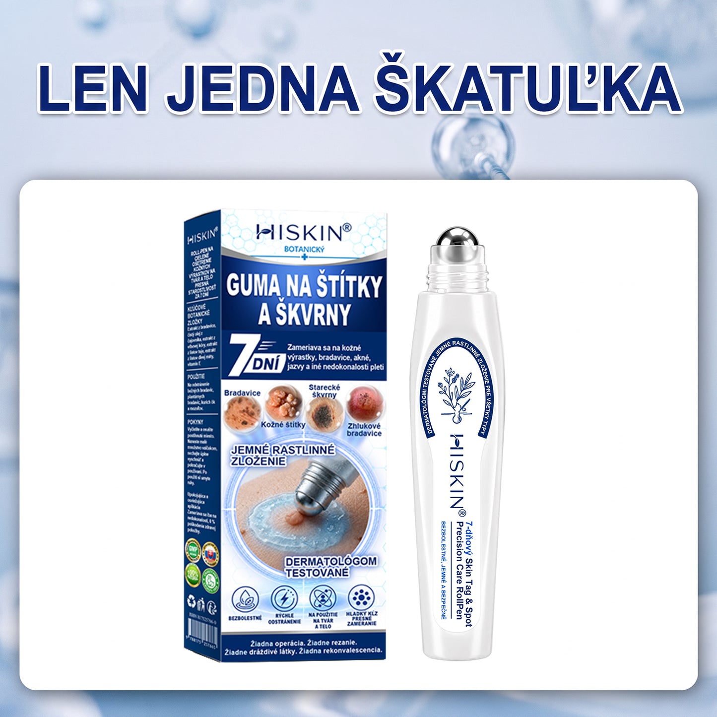 HISKIN®👩‍⚕️ BOTANICKÝ – GUMA NA ŠTÍTKY A ŠKVRNY – Bezbolestná starostlivosť o pokožku bez jaziev s pokročilým guľôčkovým aplikátorom